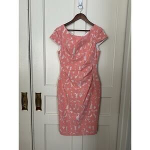 Adrianna Papell Pink and White Midi Dress